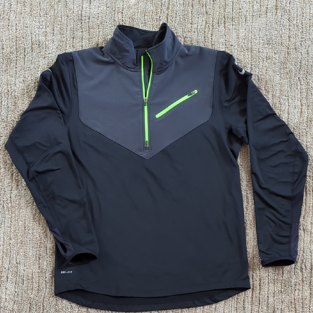 Nike Black and Gray Performance Jacket with Neon Highlights